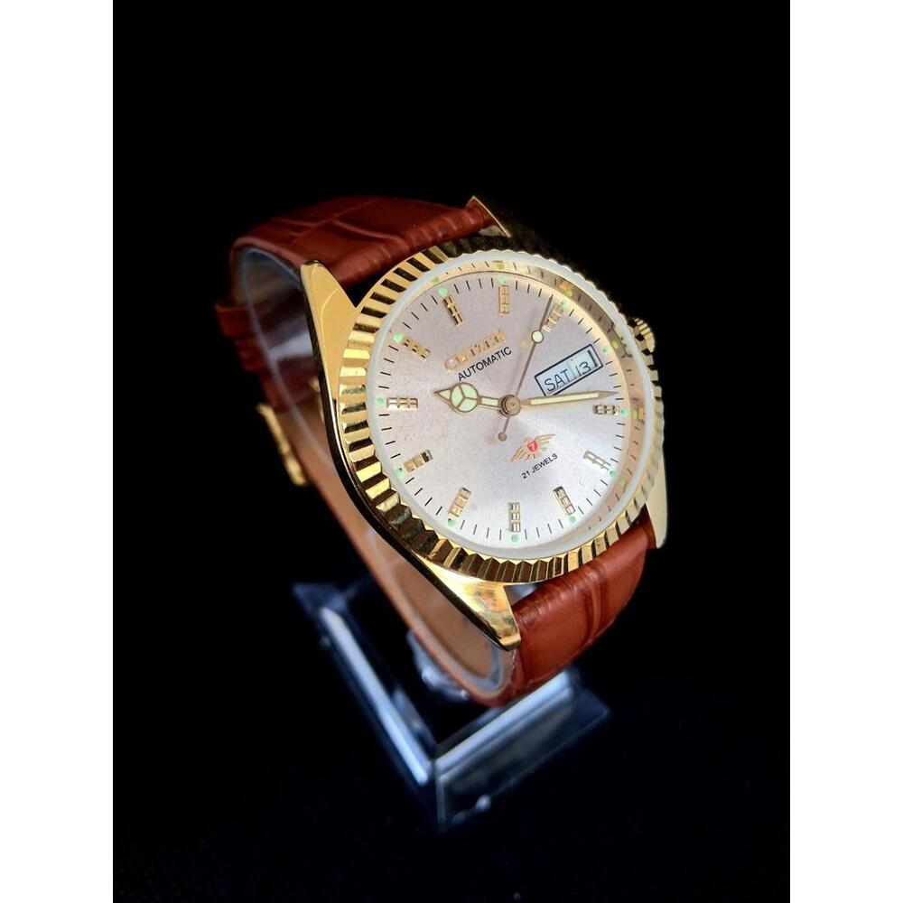 Vintage Men's Automatic Citizen Eagle 7 Leather Watch RARE